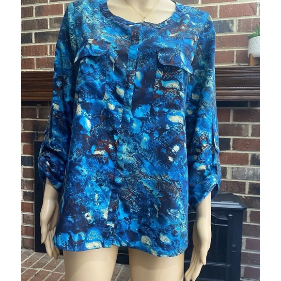 Anne Klein Tops - Anne Klein‎ Women's Size M Multicolor 3/4 Sleeve Shirt snake animal print Top